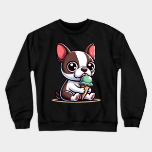 Boston Terrier Eating Ice Cream Crewneck Sweatshirt